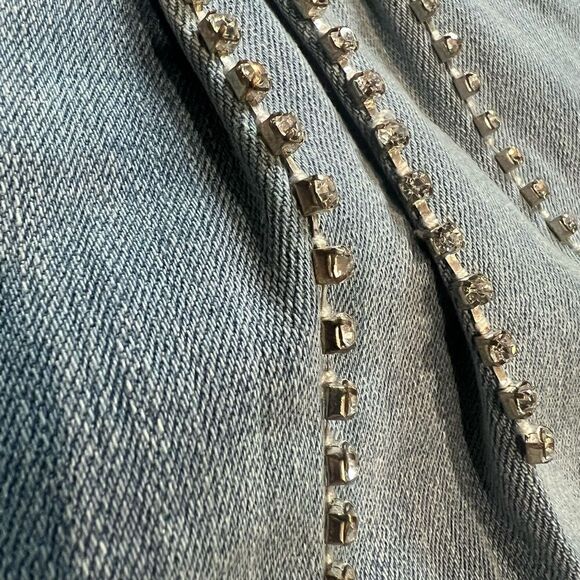 Express rhinestone tapered ankle super high rise baggy jeans size 8 - Picture 5 of 16